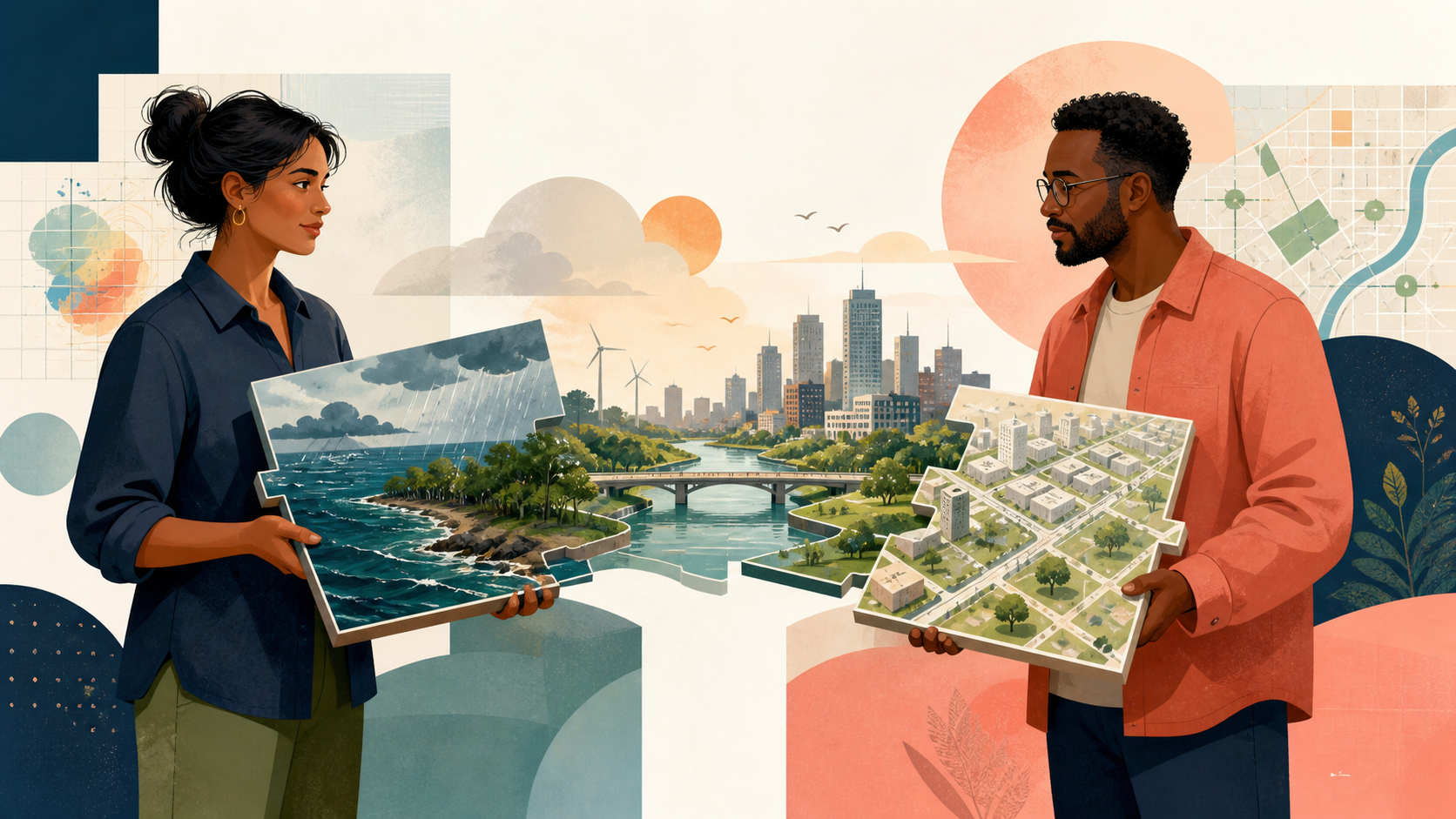 Two collaborators building a shared conceptual bridge